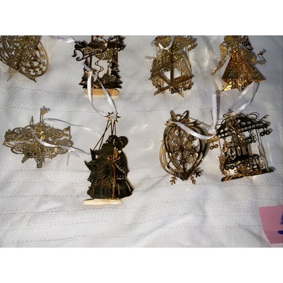 12 Danbury Mint Annual 23 K Gold-Plated & Brass Christmas Ornaments 1980s-2000s - Picture 4 of 6